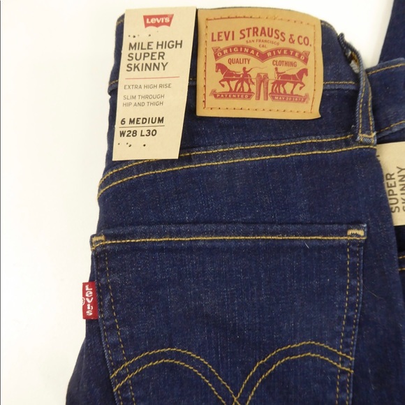 Levi’s Stretch Lycra Denim Mile High Super Skinny Jeans High Rise NWT - Picture 4 of 7